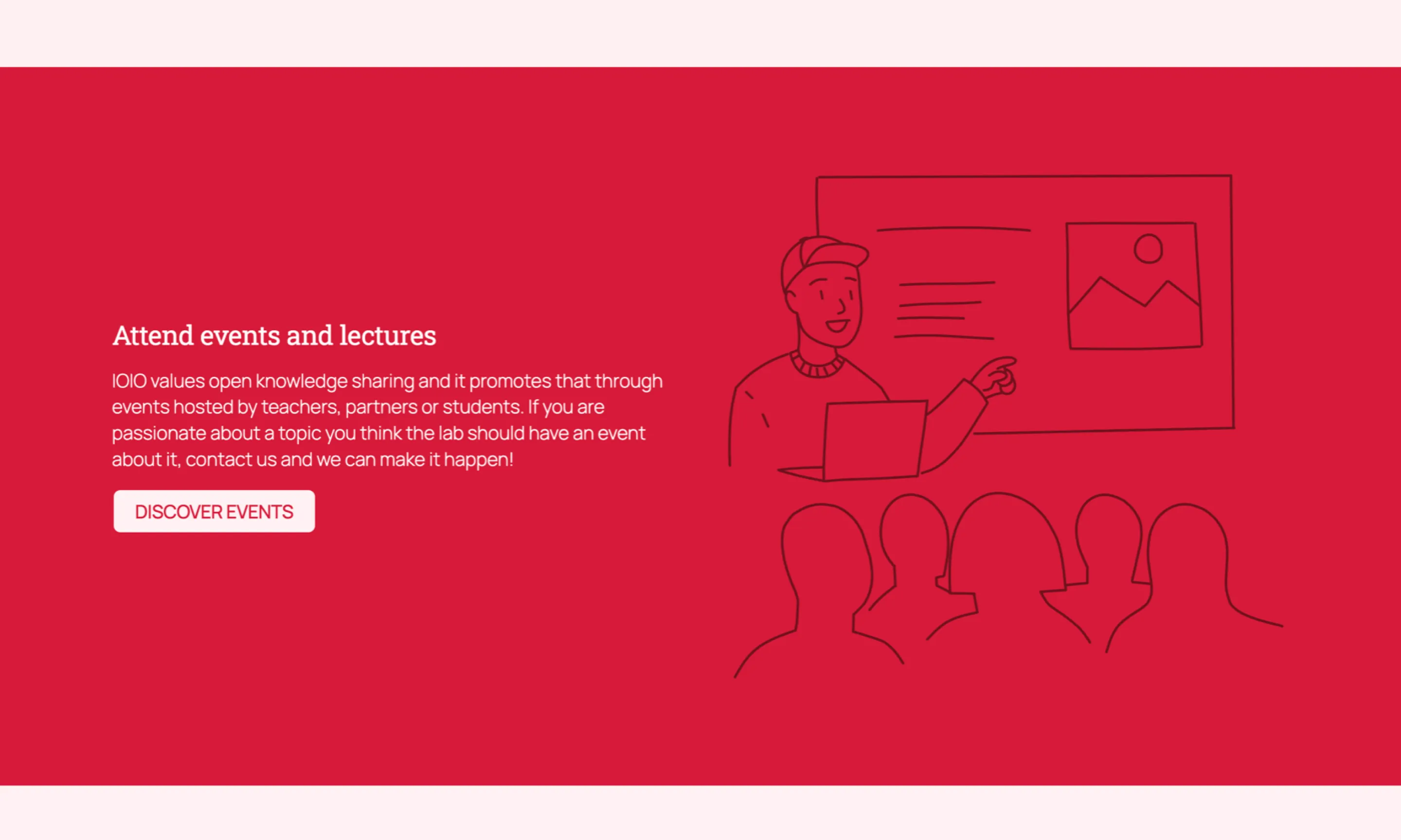 Example of a section on the homepage where a service is explained with a short description and an illustration.
